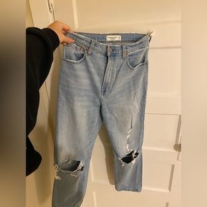 Abercrombie high rise curve love ankle straight jean